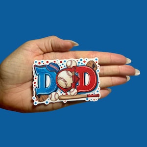 DAD Baseball Dad Sticker, Happy Father&#39;s Day, Vinyl, Water Resistant Sticker