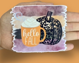 Hello Fall, Fall Stickers, Autumn Stickers, Vinyl Sticker, Water Resistant Sticker