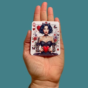 Queen of Hearts, Valentine Sticker, Vinyl Laminated Water-Resistant Sticker, Valentine Sticker, Laptop Sticker