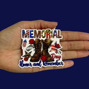 Memorial Day Honor and Remember, Vinyl Sticker, Water Resistant, Laptop Sticker, Notebook Sticker, Water bottle Sticker