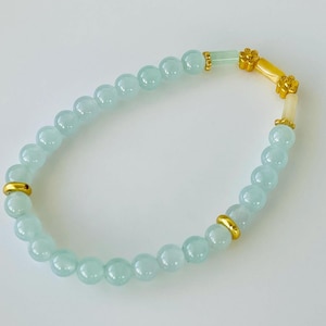 Jadeite Jade Beaded Bracelet Grade A Natural Untreated Jade Icy Sky Blue Color 5+mm