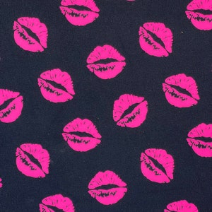 Kiss Lips Pink Black Nylon Spandex 4 way stretch High Quality Fabric