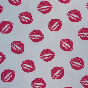 Kiss Lips Pink White Nylon Spandex 4 way stretch High Quality Fabric