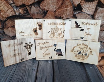 Tarjeta de felicitación por el nacimiento | Tarjeta de nacimiento de madera | Tarjeta para bebé | Tarjeta de regalo para bebé | Regalo para bebé | Regalo de nacimiento