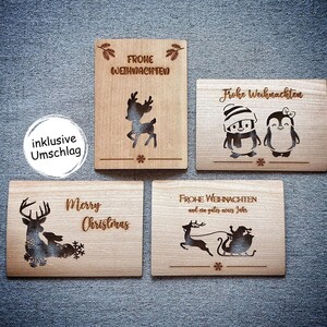 Geschenkkarte | Glückwunschkarte | Holzkarte zu Weihnachten - verschiedene Motive