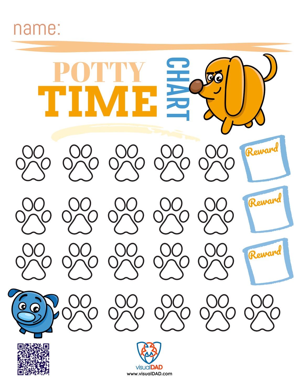 Printable Reward Chart With Dog Character, Doggy Sticker Chart, Instant ...