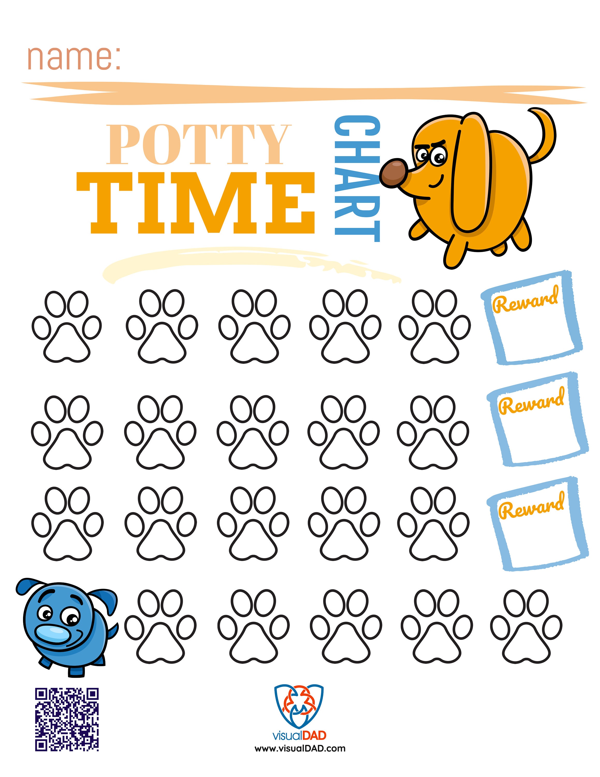 Printable Reward Chart With Dog Character, Doggy Sticker Chart, Instant ...