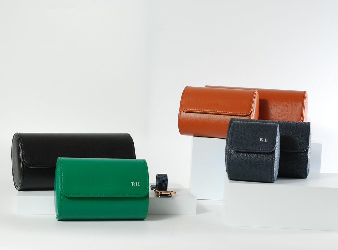 Monogrammed Leather Travel Watch Case,groomsmen Gifts Personalized