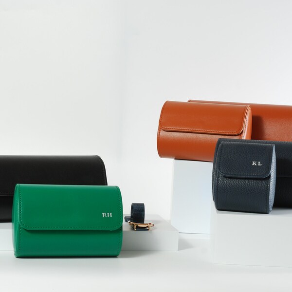 Monogrammed Leather Watch Holder Etsy