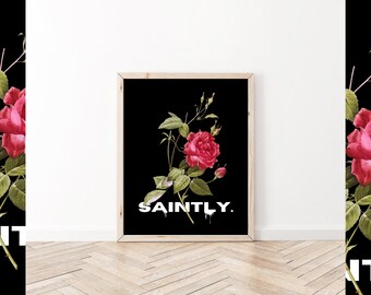 SAINTLY. Graphic Wall Art Digital Print Gift Teen Canvas Minimal Minimalistic Urban Graffiti