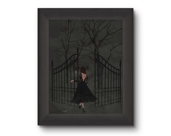 Luz en la ventana: ilustración de moda Lámina artística