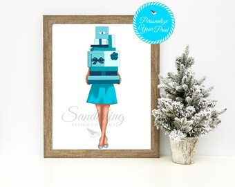 Montón de regalos- Aqua- Ilustración de moda Lámina artística