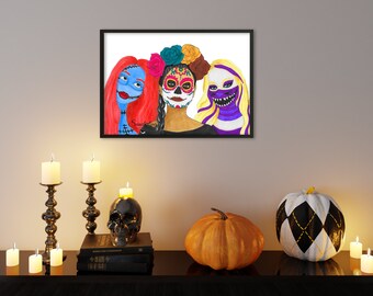 Máscaras de Halloween: ilustración de moda Lámina artística
