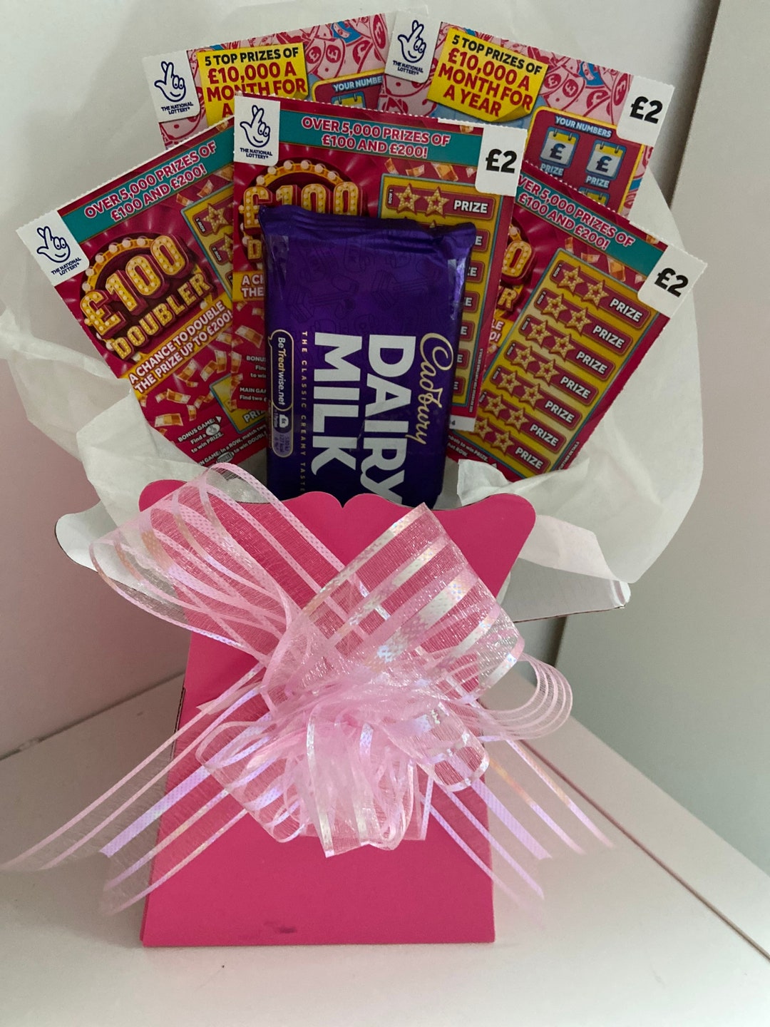 Pretty Pink Scratchcard Bouquet Cadburys Bouquet Chocolate Etsy