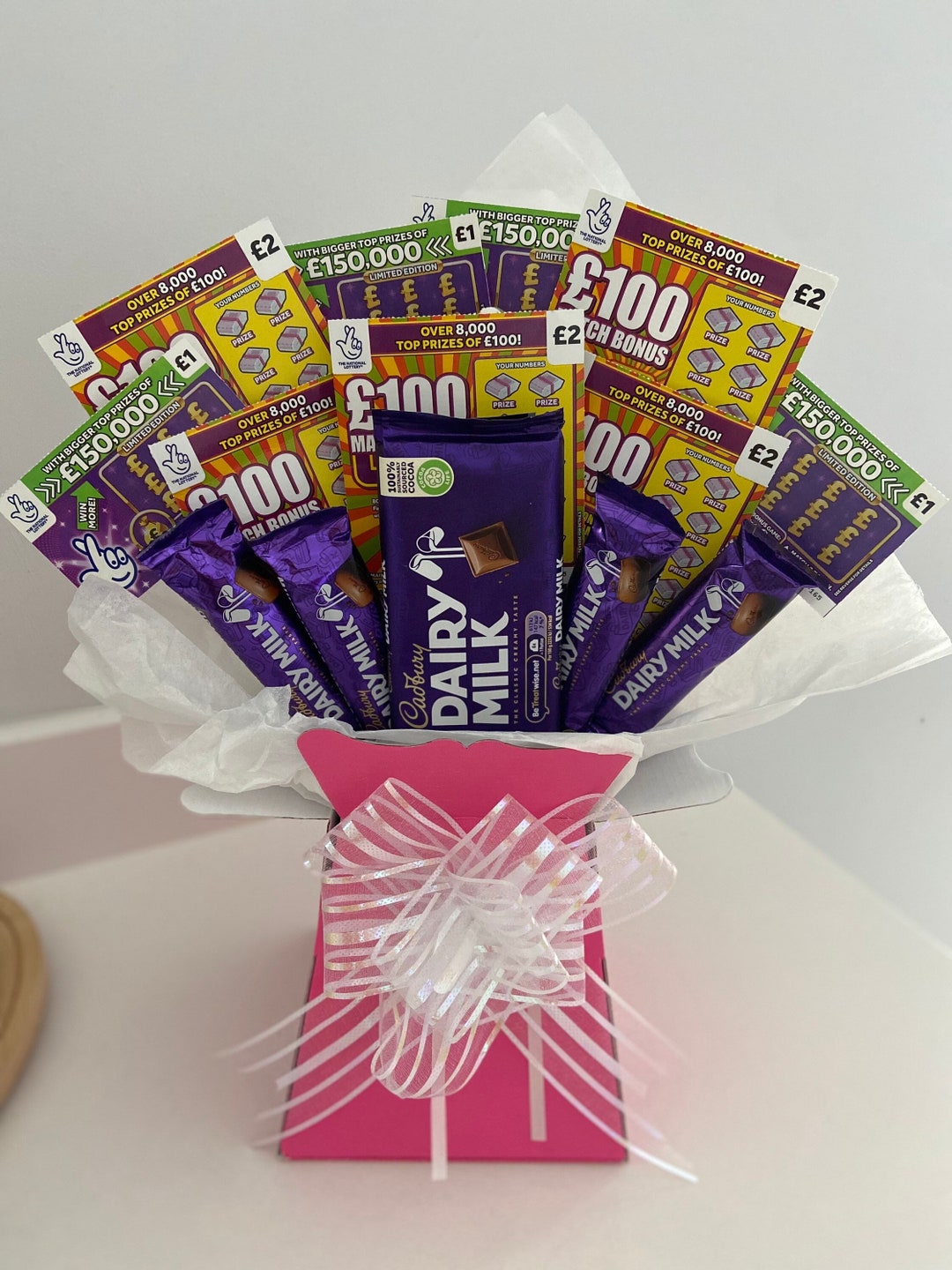 Scratchcard Bouquet and Cadburys Chocolate Bouquet Mothers Etsy
