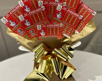 Full scratchcard bouquet red and gold theme  Christmas scratchcard bouquet Christmas gift shop direct at www.boutiquebouquetco.com