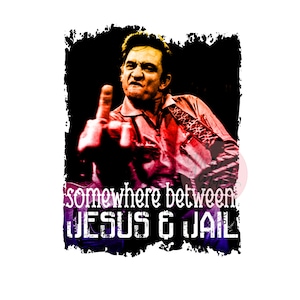 Johnny Cash ergens tussen Jezus en de gevangenis Sublimatie, digitale png-download