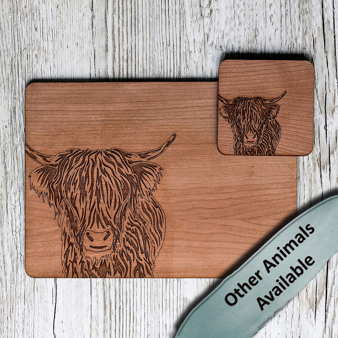 Wooden Placemats and Coasters Original Animal Engravings Mix & Match