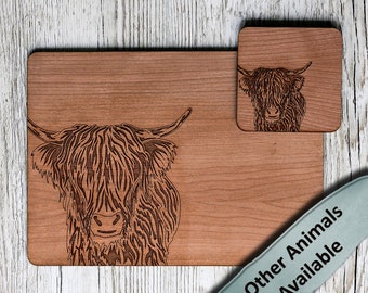 Wooden Placemats and Coasters | Original Animal Engravings | Mix & Match from 13 Designs