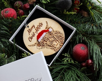 Highland Cow Ornament | Funny Animal Christmas Decorations | Gift Box Optional