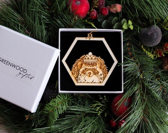 Hedgehog Ornament | Wooden Hedgehog Tree Ornament | Hedgehog Christmas Gift