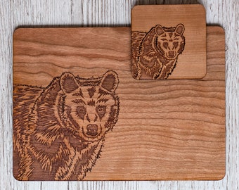 Bear Coaster Set | Bear Coasters and Placemats | Bear Homeware | Cute Bear Gifts