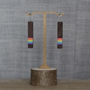 Wood & Rainbow Pride Earrings Drop Stud Earrings Gift Box Included image 5