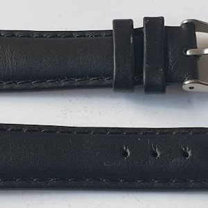 Beautful 18mm Soft Padded Leather Black Watch Strap with Tang for Various Watches Brands