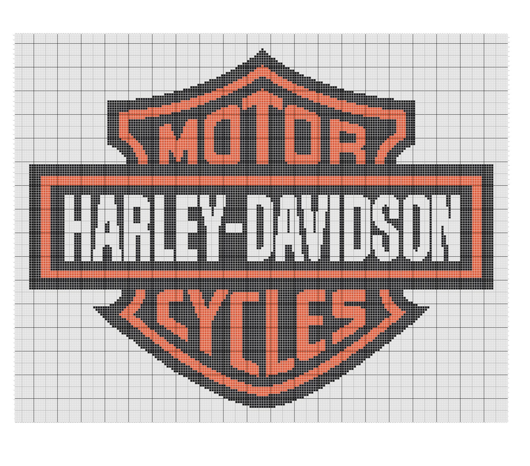 Harley Davidson Crochet Graph / Single Crochet Blanket Pattern with written color/count instructions