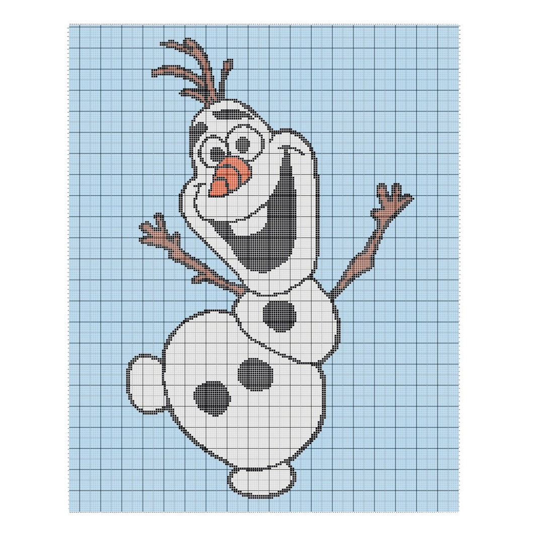 Olaf Snowman Crochet Graph / Single Crochet Blanket Pattern With ...