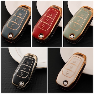 Ford Car Key Cover Soft Premium TPU Protector Case for Flip Key Remote Entry Key FOB Cover Protection Key Holder Key Chain Ford F-250