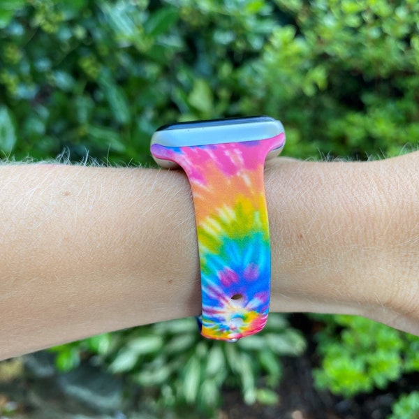 Tie Dye Slim Skinny Silicone Watch Band compatible with Apple Watch