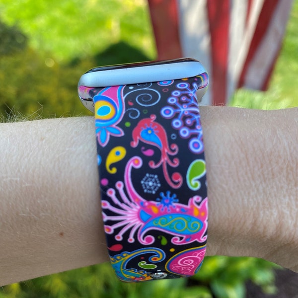 Paisley Swirl Silicone Watch Band compatible with Apple Watch