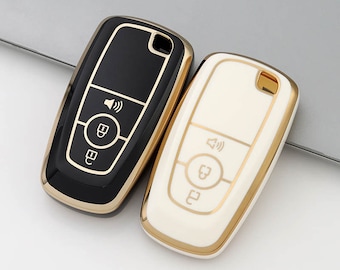 Ford 2021 2022 2023 2024 3 Button Car Key Cover Soft Premium TPU Protector Case for Keyless Remote Entry Key FOB Cover Protection Key Holder