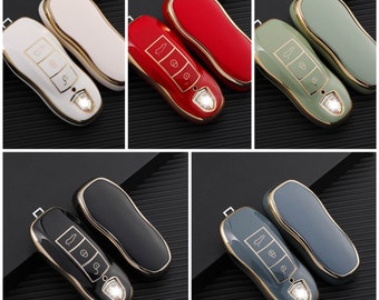 Porsche Car Key Cover Soft Premium TPU Protector Case for Keyless Remote Entry Key FOB Cover Protection Key Holder Key Chain Cayenne Boxter