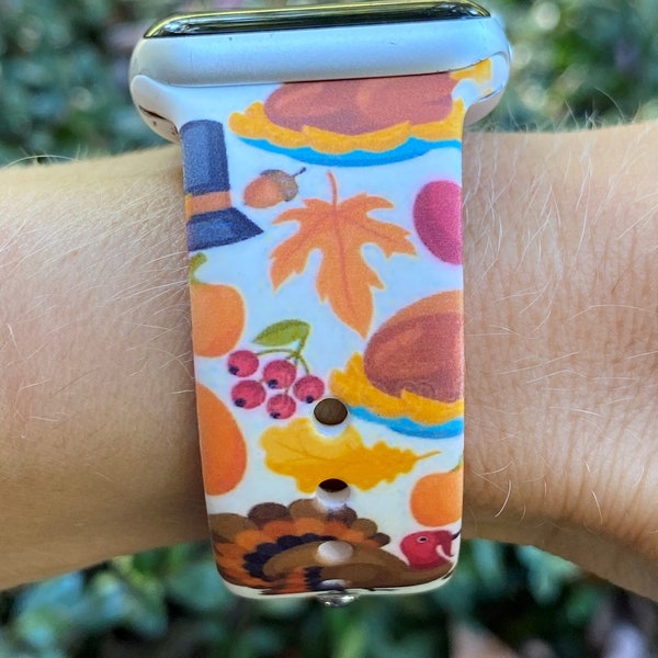 Thanksgiving Fall Silicone Watch Band compatible with Apple Watch