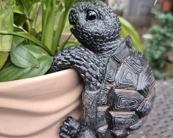 Maceta colgante de tortuga: adorno de resina para jardín