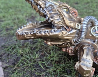 Adorno de cocodrilo Steampunk, decoración de reptiles exóticos, animales de resina, engranajes