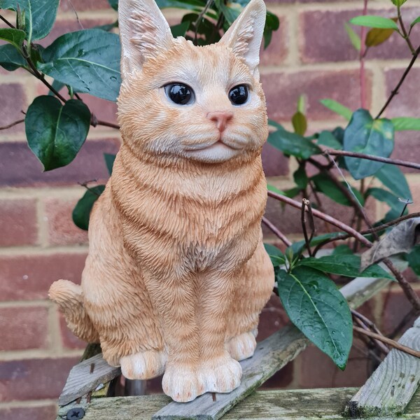 Cat Garden Ornament Etsy UK