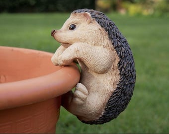 Adorno de jardín con forma de erizo - Maceta de resina - Regalo ideal para el bosque