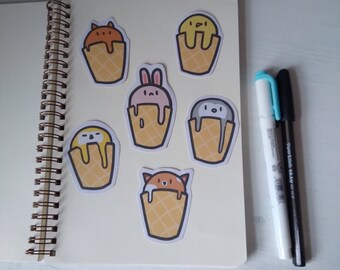 Cute and Kawaii Decorative Stickers for Scrapbooking I Scream for Ice Cream Journaling Set of 9 Planner - VINYL STICKERS or MAGNETS