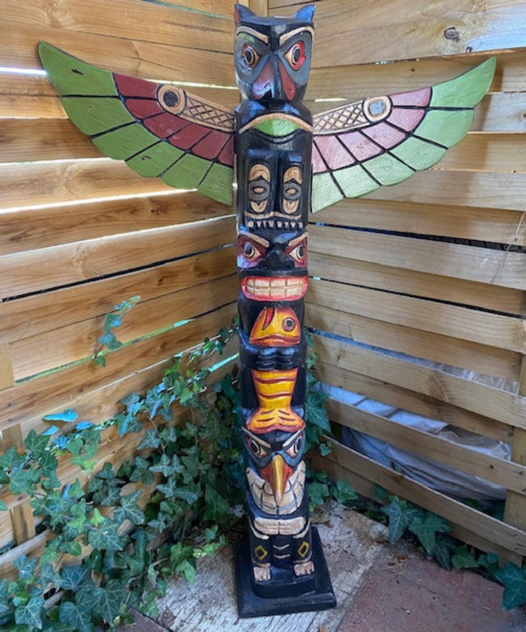 Totem Pole Wood Indian Decoration Totem Pole Wood Torture Etsy