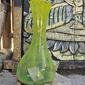Root wood decorative glass flower vase Liqva vase decoration unique glass vase yellow New Collection height 33 cm Root wood glass glass vase