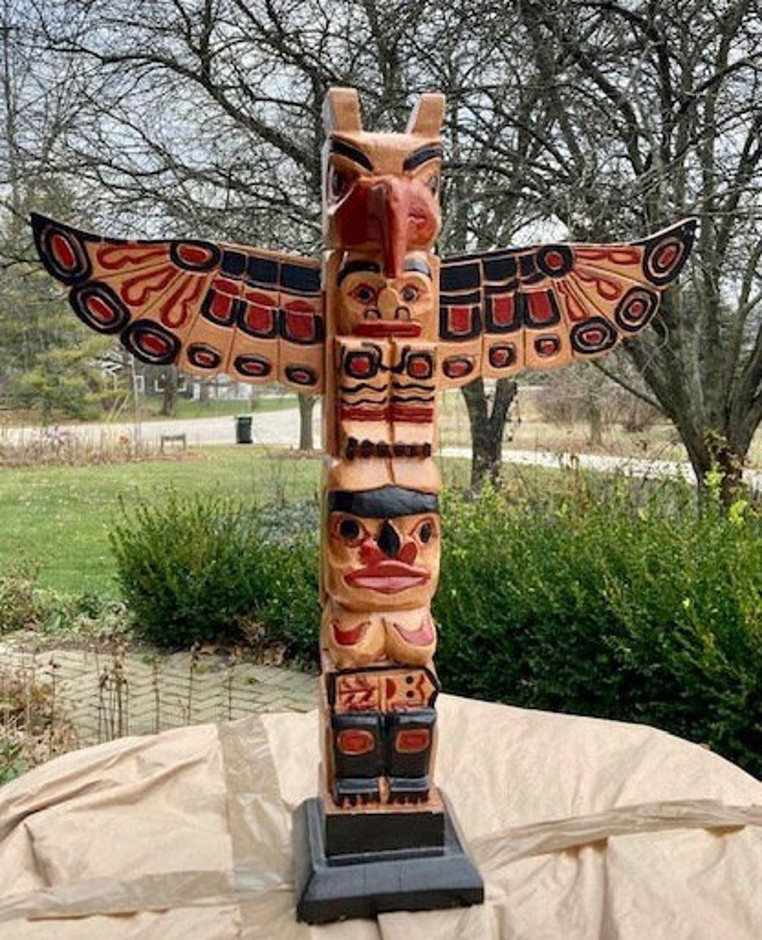Totem en bois 23,622 pouces Décoration indienne, totem en bois, poteau de  torture hauteur 0,60 mètres bois décoration indienne statue sculpture -   Canada