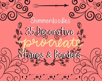 Shimmerdoodles 35 Timbres décoratifs à la procréation et bordures | | de journalisation | de scrapbooking | de fabrication de cartes | d’art numérique concevoir