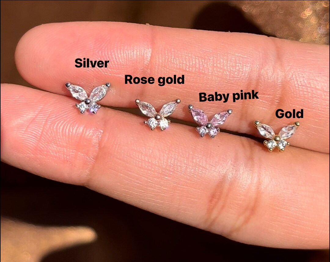 Butterfly Nose Stud Lshaped Nose Stud Nose Ring Nose Etsy Finland