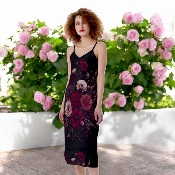 black floral v neck maxi dress Black Floral V-Neck Side Silt Maternity Maxi Dress