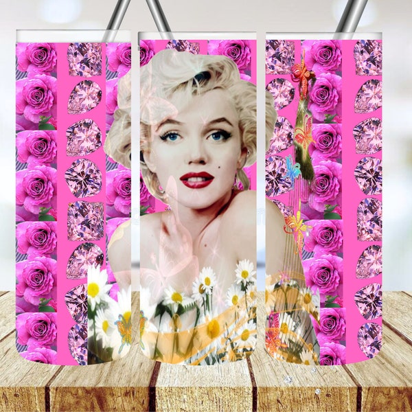 10 Marilyn Monroe Pink Tumbler Designs 20 oz Skinny Tumbler/Sublimation Design/Marilyn Tumbler Wraps