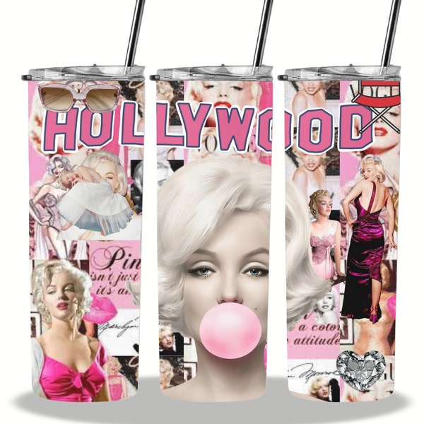 FIVE Marilyn Monroe Pink Tumbler Designs 20 oz Skinny Tumbler/Sublimation Design/Marilyn Tumbler Wraps