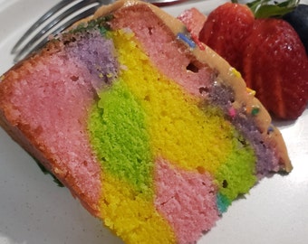 6" Kasper's Rainbow Pound Cake with Coconut Guava Glaze